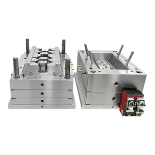 Niestandardowa forma wtryskowa PP Pudełko ścienne z 4 wnękami Elementy z tworzywa sztucznego z zimnym kanałem